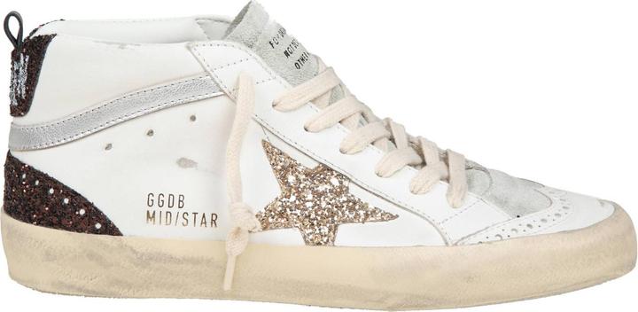 Produktbild Golden Goose mid star in leather and suede with glitter star (36)