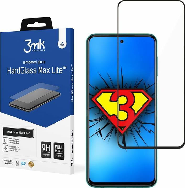 Immagine prodotto 3MK Xiaomi Redmi Note 9 Pro 4G nero - HardGlass Max Lite? (1 Pezzo/i, Xiaomi Redmi Note 9 Pro)