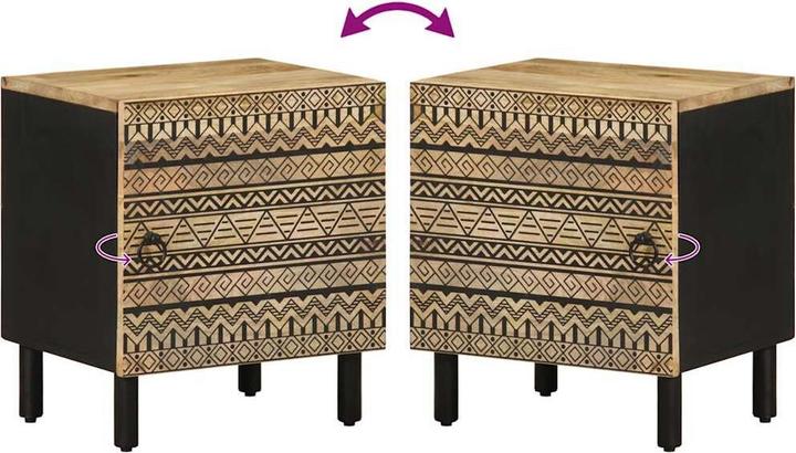 Produktbild VidaXL Nachttisch Nachtschrank Nachtkommode Nachtkonsole 2 Stk. Raues Mangoholz (40 x 33.5 x 46 cm)