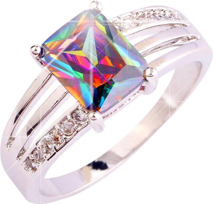 Image du produit Hermex Bague argentée avec topaze arc-en-ciel - taille 57 / Size 8 (8)