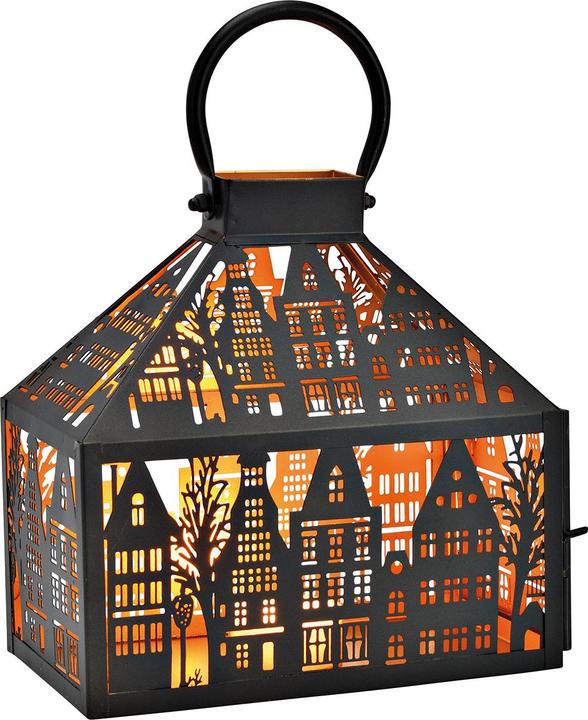 Produktbild G. Wurm Laterne Stadthaus aus Metall schwarz (B/H/T) 25x25x14cm (2 x)