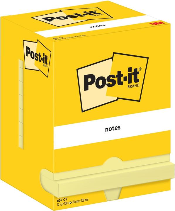 Produktbild Post-it Haftnotizen Standard 657 gelb 12 Blöcke (9 x 8 x 13 cm)
