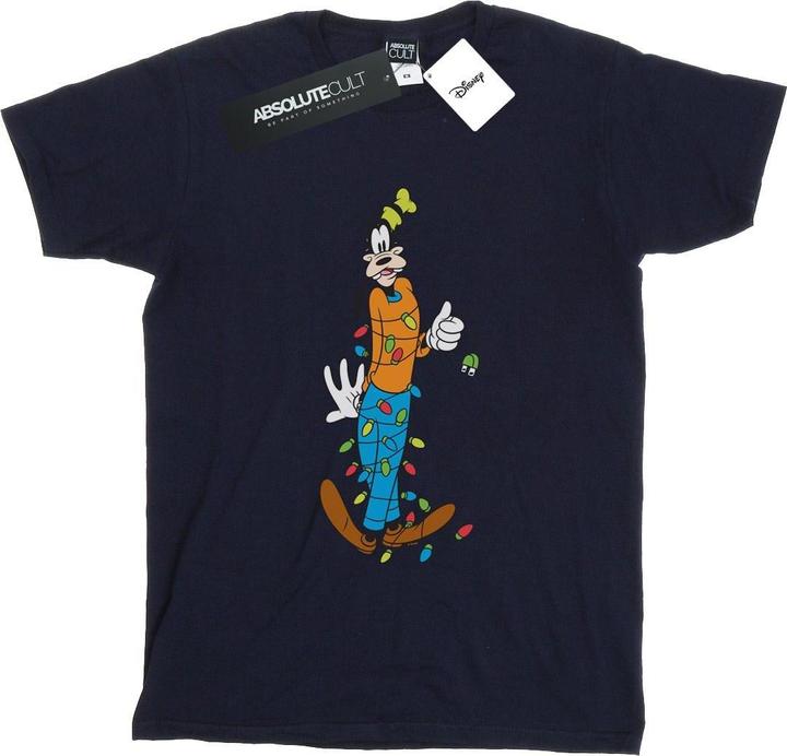 Actual product image Disney Womens/Ladies Goofy Christmas Lights Cotton Boyfriend T-Shirt (XXL)