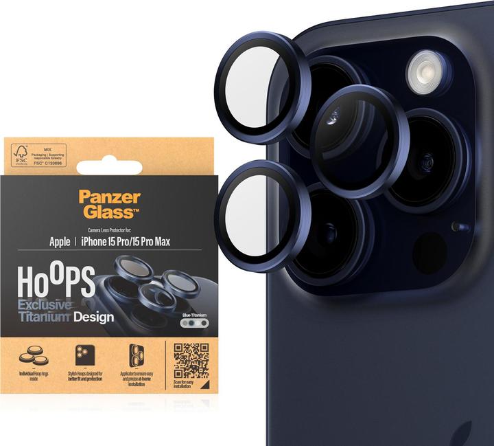 Produktbild PanzerGlass Hoops Camera Lens Protector (1 Stück, Apple iPhone 15 Pro Max, Apple iPhone 15 Pro)