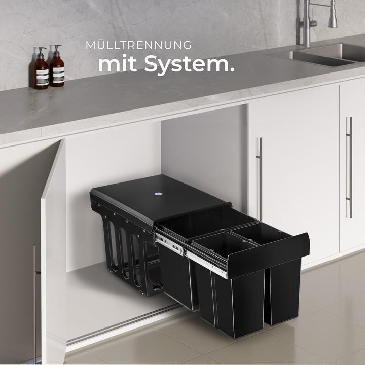 Actual product image tectake Abfallsammler Ashlyn, 3-fach Trennung, 31L, Teleskopschienen (31 l)
