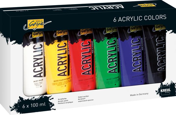 Immagine prodotto Solo Goya Set di tubi in acrilico (Bianco, Giallo, Verde, Blu, Rosso, Nero, 600 ml)