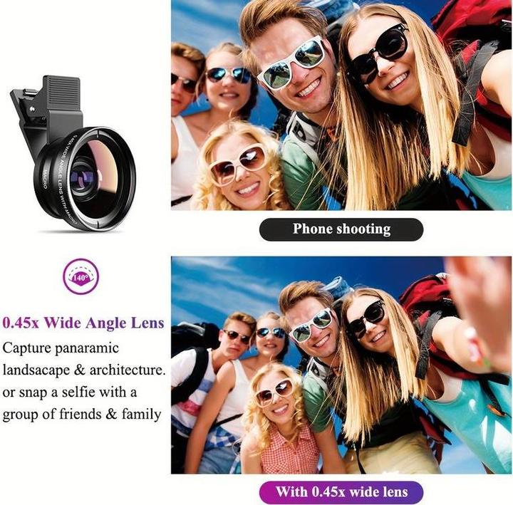 Image du produit PhoneLook APEXEL Objectif 2 en 1 pour smartphone Ultra Grand Angle 0.45x & Super Macro zoom optique