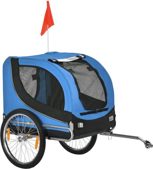 Image du produit Swisshandel24 Remorque pour chien Remorque pour vélo Transporteur pour chien Remorque pour vélo Bleu+Noir 130 x