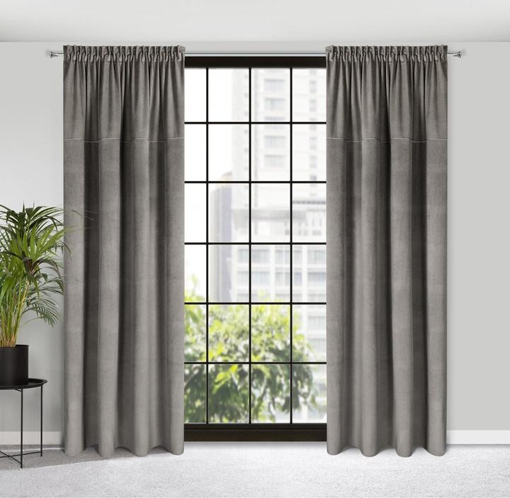 Productafbeelding Eurofirany Fluwelen gordijn MILO met fijn structuurpatroon, gewicht 200 g/m2, askleur, 140 x 300 cm, (140 x 300 cm)