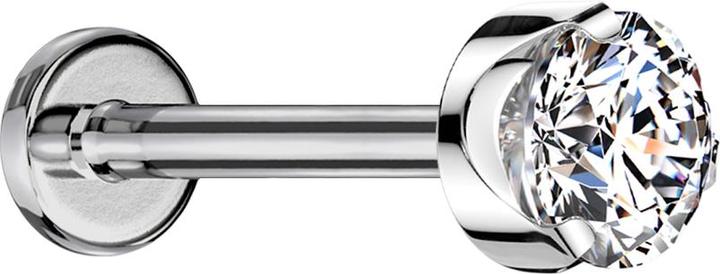 Star Piercing Micro Labret Innengewinde silber flach Kristall silber gefasst (ohne Messing, Titan G23)