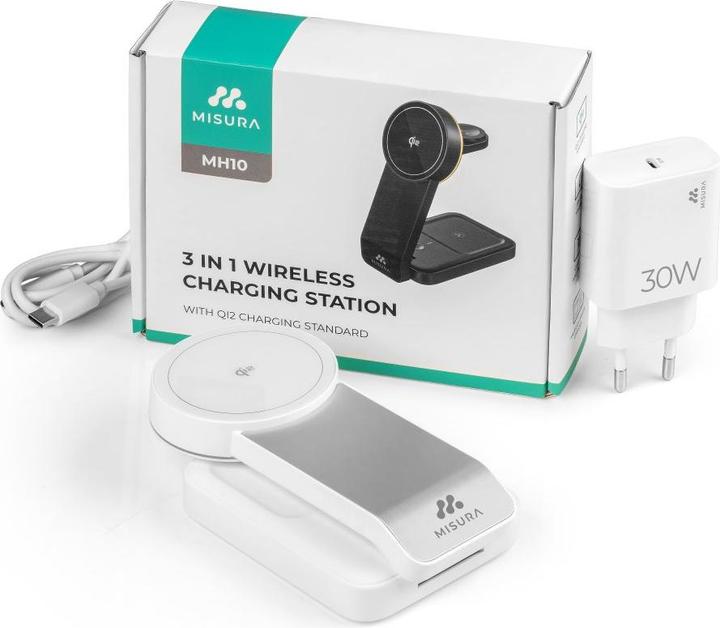 Actual product image Misura MH10 3-in-1 Foldable Wireless Charging Station - WHITE (30 W)