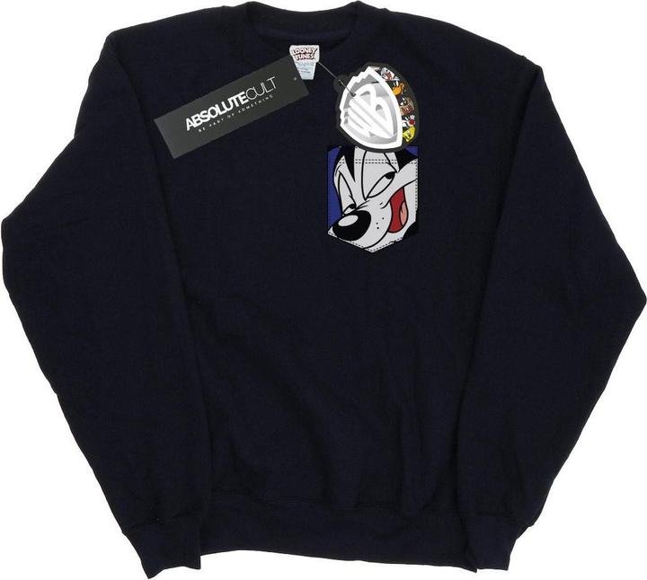 Actual product image Looney Tunes Womens/Ladies Pepe Le Pew Face Faux Pocket Sweatshirt (XXL)