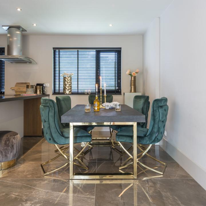 Produktbild Richmond Interiors Esstisch Blackbone schwarz gold 220 (220 x 100 x 77 cm)