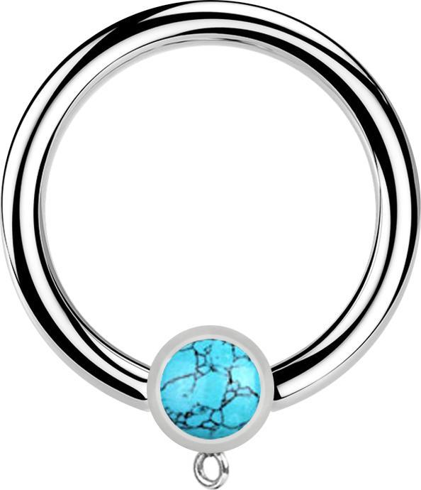 Immagine prodotto Star Piercing Anello Micro Closure in argento con cilindro in pietra turchese per ciondoli (Mnerale, senza ottone, Acciaio chirurgico 316L)