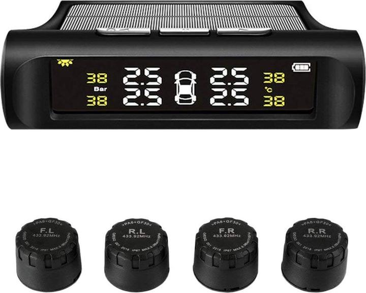 Image du produit JTI TPMS Système de contrôle de la pression des pneus sans fil, cellule solaire / USB