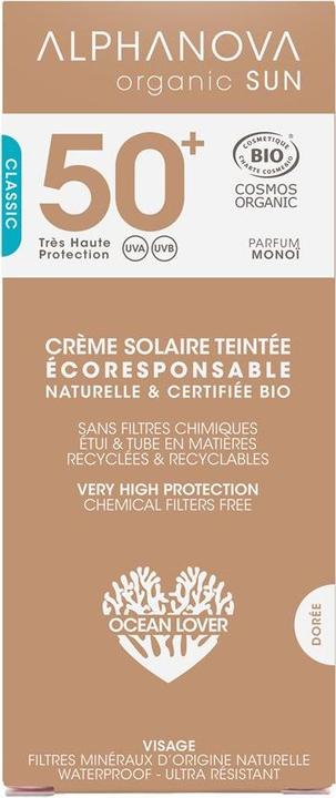 Image du produit Alphanova SUN Crème dorée bio teintée SPF50+ sans nanoparticules Tb 50 g (Crème solaire, SPF 50+, 50 g)