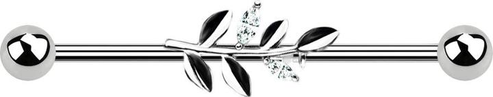 Image du produit Star Piercing Barbell silber mit Olivenblatt (Acier chirurgical 316L, Laiton)