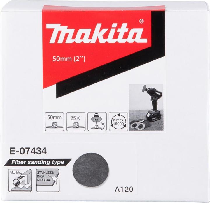 Immagine prodotto Makita E-07434 Mola in fibra 50 mm, A120, 25 pezzi / set. (A120)