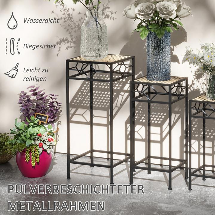 Actual product image Outsunny Flower stand set with wicker shelf