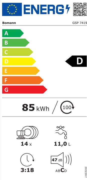 Label énergétique Bomann GSP 7419