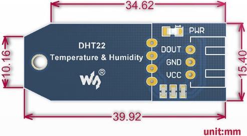 Actual product image WaveShare DHT22 temperature and humidity sensor pluggable