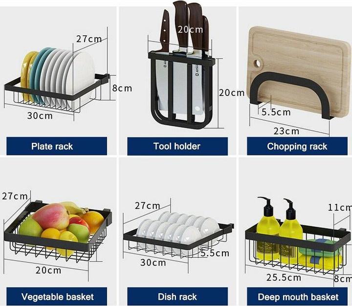 Image du produit JTI Support à vaisselle tout-en-un complet à suspendre pour la cuisine