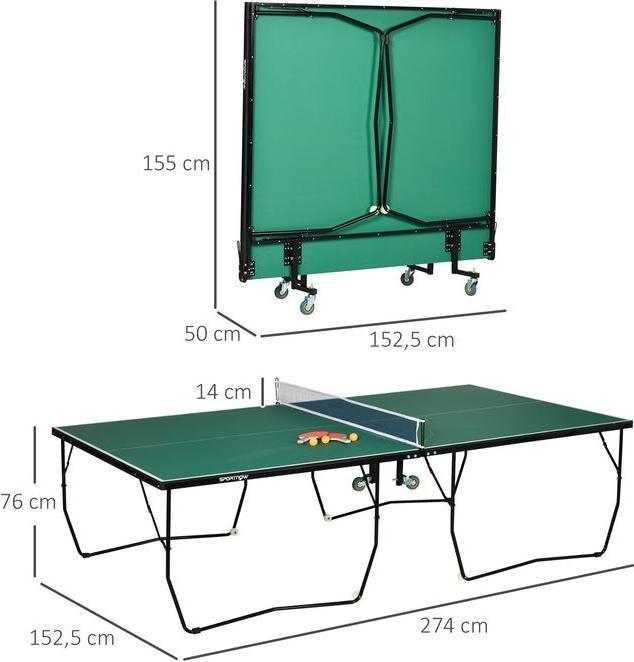 Produktbild Homcom Klappbarer Tischtennistisch mit Rädern inkl. Schläger und Bälle