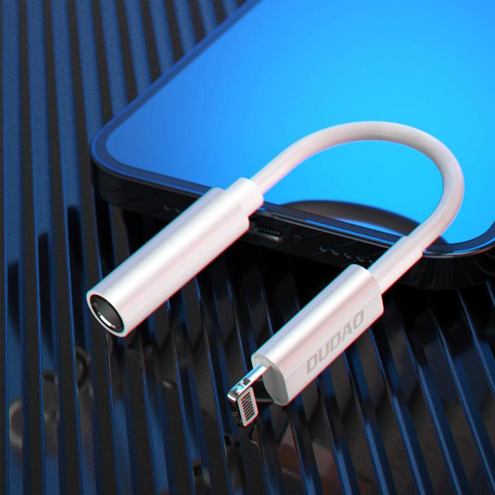 Actual product image Dudao Audio Adapter L16i Lightning to Mini Jack 3.5mm (white) (Lightning, 3.5mm jack)