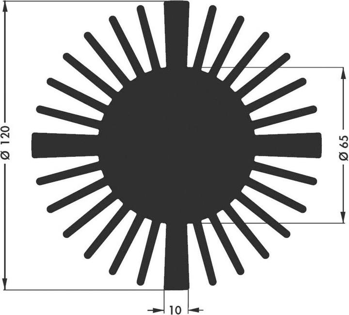 Actual product image Fischer Elektronik 10021863 SK 599 20 SA LED heat sink 2.1 K/W (Ø x H) 120 mm x