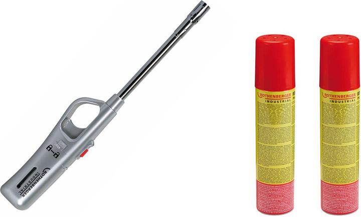 Produktbild Rothenberger Industrial 1x Gasanzünder Sturmsicher inkl. 2x Rofill Gas 100 ml