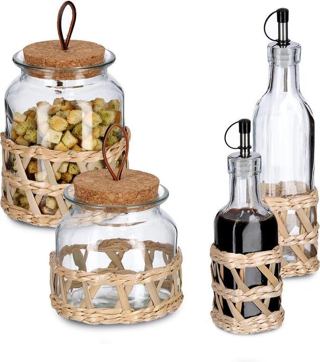 Image du produit Zeller Present Bouteille de vinaigre/huile "Boho", 190 ml, verre (150 ml)