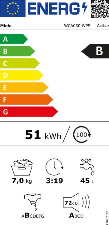 Energy Label Miele WCA030WPS (7 kg, Right)