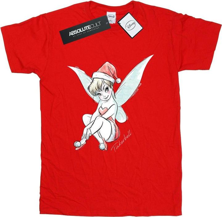 Actual product image Disney Womens/Ladies Tinkerbell Christmas Fairy Cotton Boyfriend T-Shirt (M)