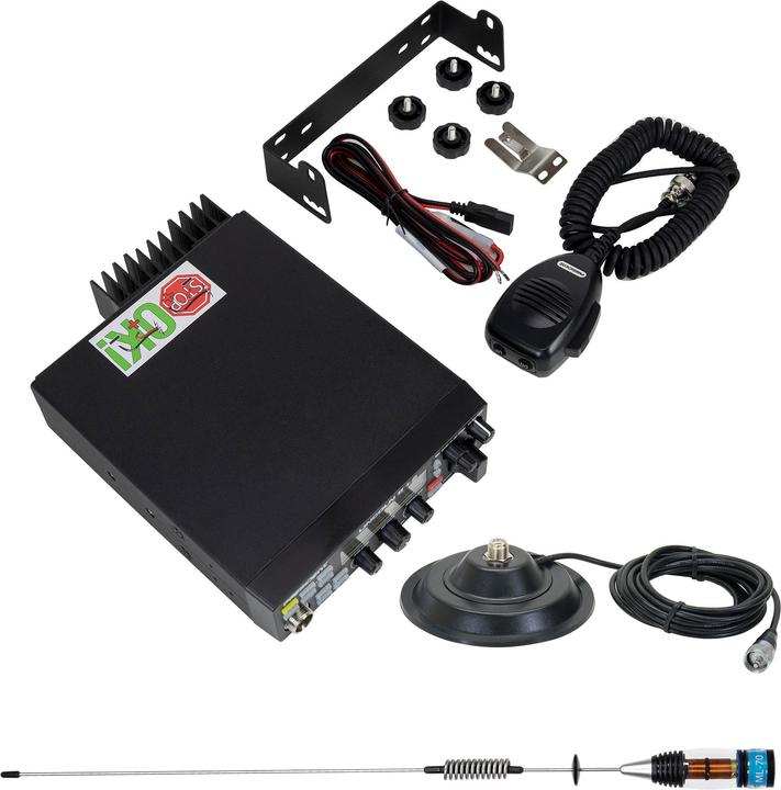 Produktbild PNI CB President LINCOLN II Funkpaket + CB-Antenne ML70, Länge 70 cm, 26–30 MHz, 200 W (0.00 km)