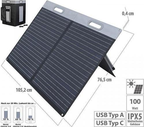 Actual product image Revolt Foldable solar panel, 2 monocrystalline cells (100 W, 6.20 kg)