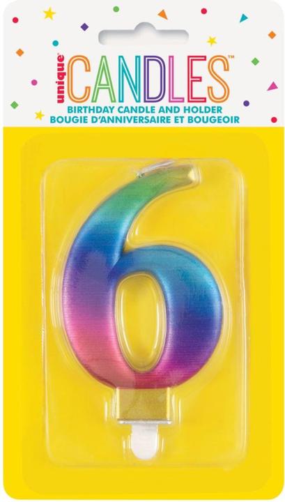 Produktbild Unique Regenbogenkerze "6", 8cm