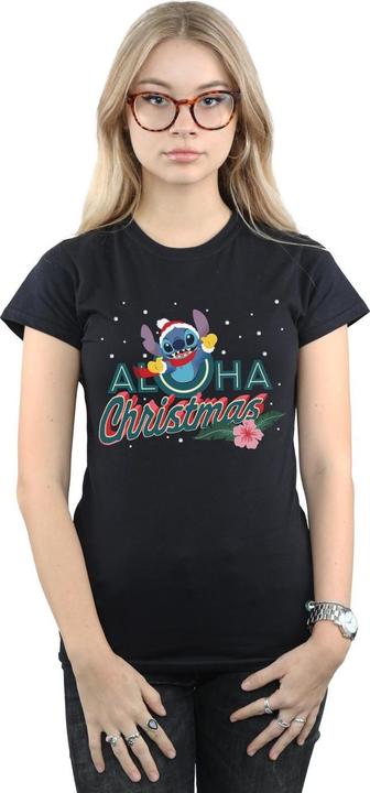 Actual product image Disney Womens/Ladies Lilo And Stitch Aloha Christmas Cotton T-Shirt (XXL)