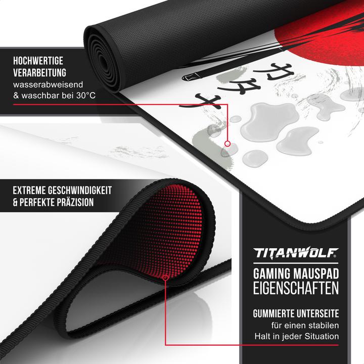 Produktbild Titanwolf Gaming Mauspad, 900 x 400mm XXL Speed Gaming Mausmatte, Mauspad extra große Oberfläche, Japan Ink (XXL)