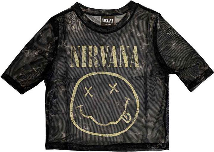 Nirvana Yellow Happy Face Crop Top (Girlie) (XXS)