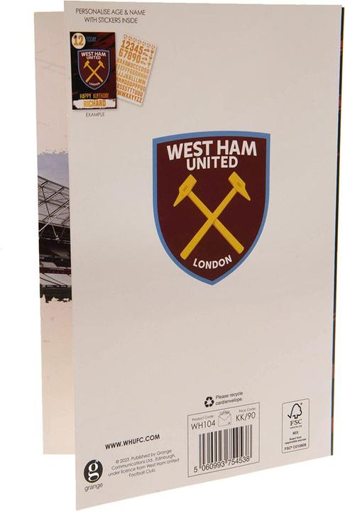 Actual product image West Ham United FC Birthday Card With Stickers (1 pcs.)