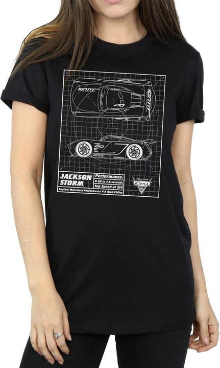 Immagine prodotto Disney Cars Jackson Storm Blueprint Maglietta Ampia Donna (XXL)