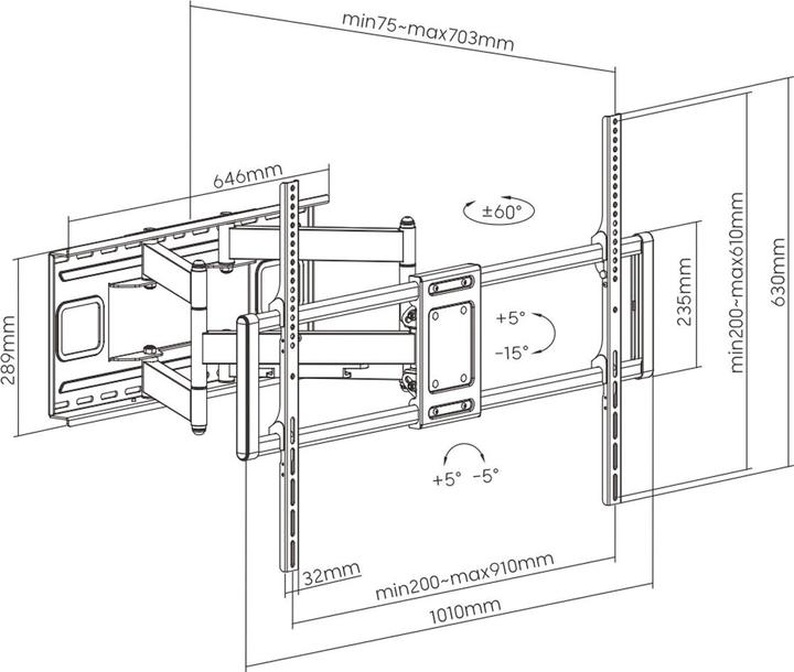 Immagine prodotto Value Full-Motion (Muro, 120", 120 kg)
