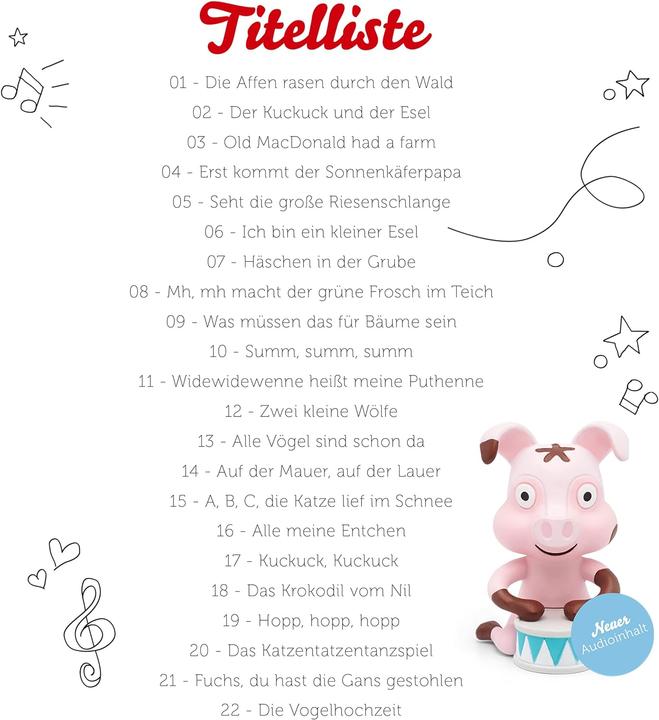 Produktbild Tonies Lieblings-Kinderlieder - Tierlieder (Relaunch) (Deutsch)