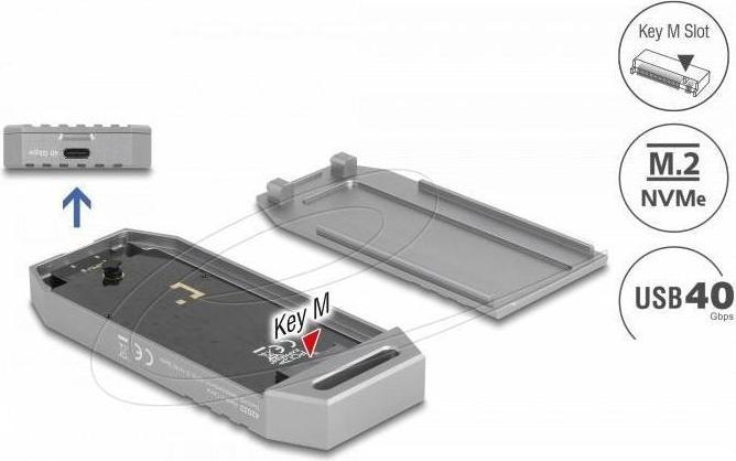Produktbild Delock M.2 NVMe SSD Gehäuse USB 40 Gbps - werkzeugfrei (M.2 2280)