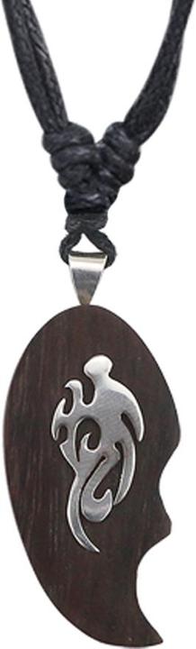 Immagine prodotto Star Piercing Collana nera con ciondolo a forma di fiamma tribale in legno di Narra (Organico, senza ottone, Argento 925)