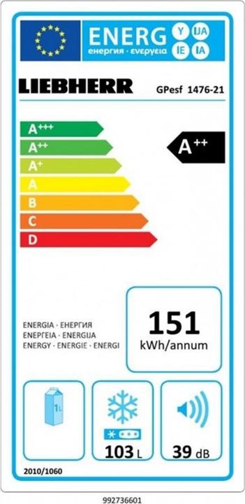 Label énergétique Liebherr Gefrierschrank GPesf 1476 Premium A++ (Autonome, 106 l)