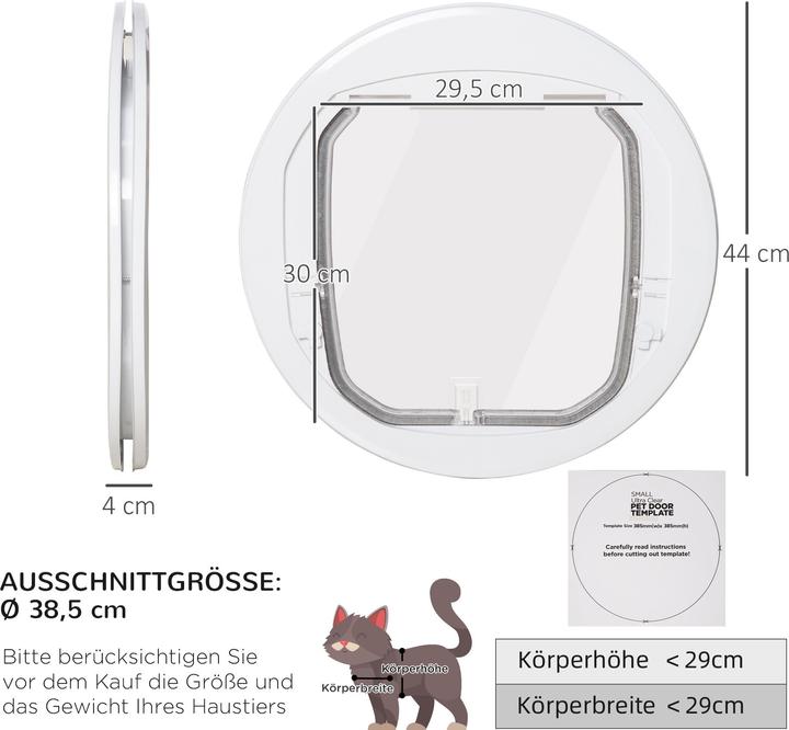 Produktbild PawHut Haustiertür PC White (Manuelle Katzenklappe)