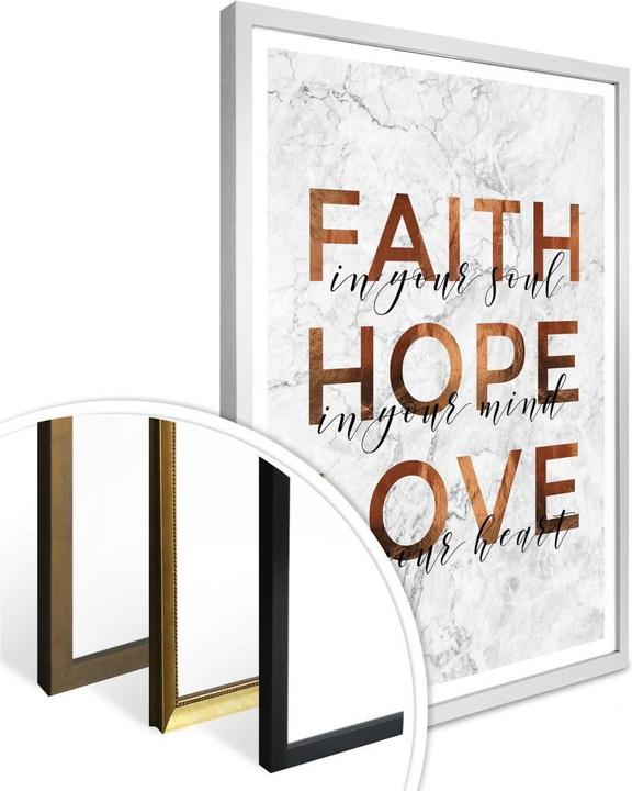 Produktbild Trenddeko Kupferoptik - Faith Hope Love (40 x 50 cm)