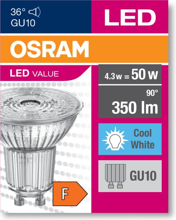 Produktbild Osram LED Spot Value (GU10, 4.30 W, 350 lm, 1 x, F)