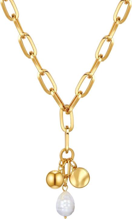 Immagine prodotto Lulu & Jane Catena da donna in lega di metallo conchiglia perla oro giallo 42,0 cm + 5,0 cm di estensione - (Lega metallica, 42 - 47 cm)